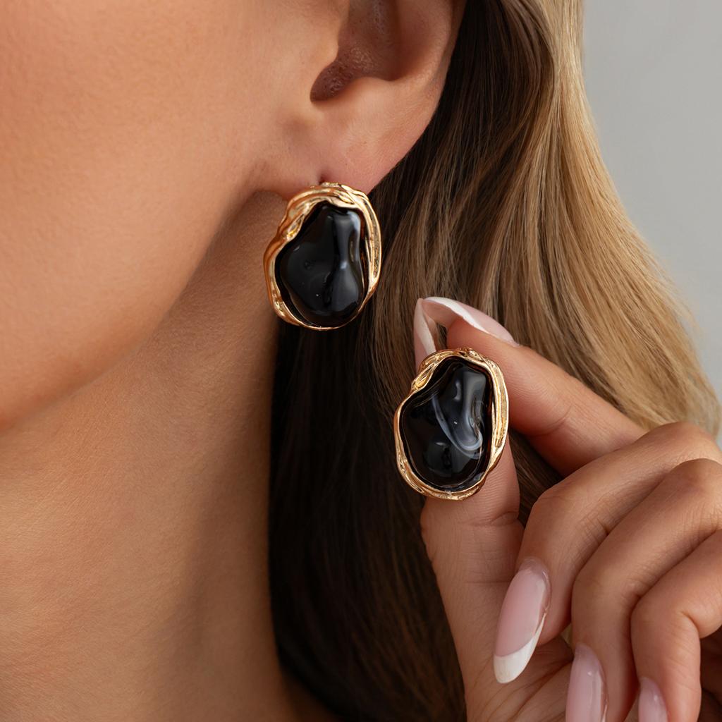 Vintage Colorful Resin Pearl Stud Earrings for Women Elegant Imitation Pearl Irregular Geometric Earrings Jewelry Gifts