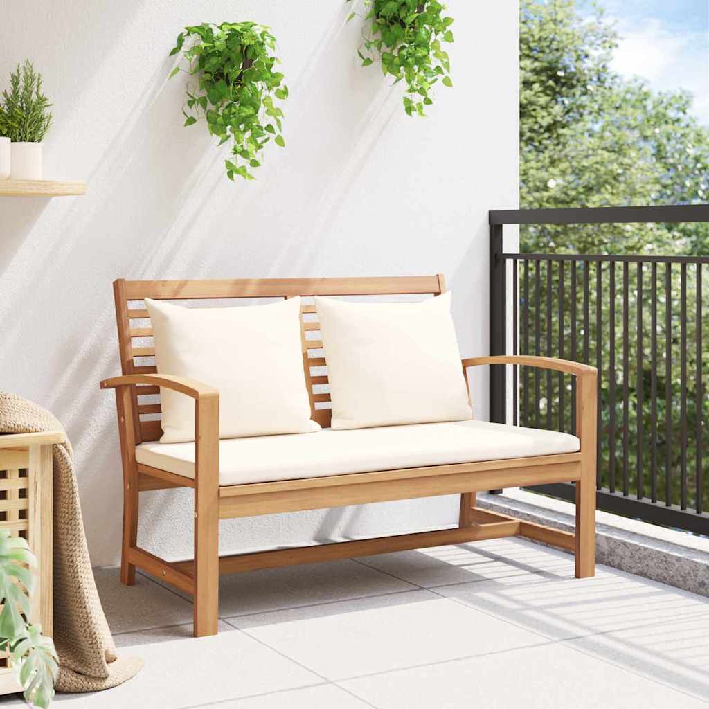 Bench In Brown and Cream 110 X 66 X 76 Cm Solid Teak Wood