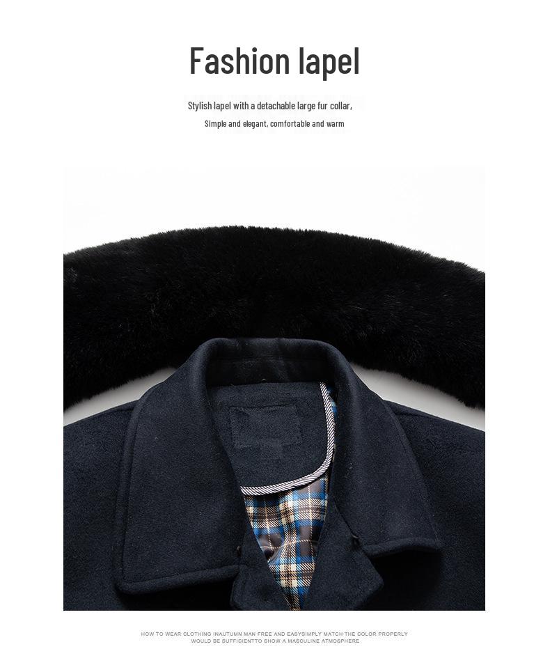 Men's Autumn & Winter Long Wool Business Coat with Velvet Lining – Thickened for Cold Protection