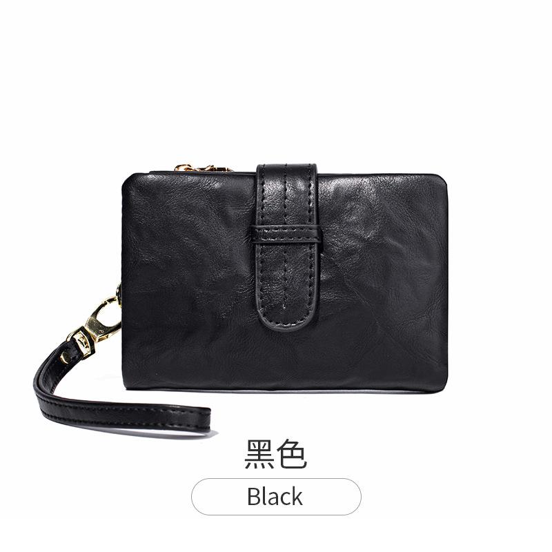 New Women's Wallet Retro Solid Color Portable Short Wallet Simple Fashion Large Capacity Change Bag