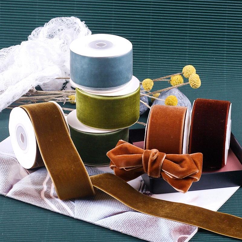 Eco-Friendly 38mm Single-Sided Flocked Velvet Ribbon Spool for Gift Wrapping DIY Bows Hair Accessories Birthday Cake Box Bands