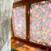 Tulip Flowers Window Clings Stained Glass Floral Window Privacy Film Pink Tulip Static Window Decals for Home Office Living Room Bathroom Glass