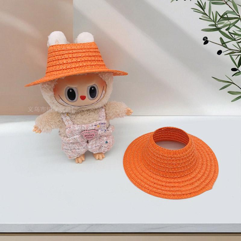 Labubu Hollow Top Open Straw Hat Knitted Hat Party Dress Accessories Rustic Style Labubu Baby Clothes Decoration with
