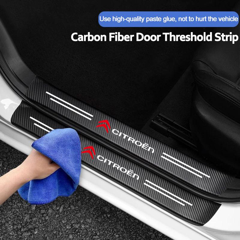 AJR2 Universelle 3D-Kohlefaser-Autotürschwellenschutz-Aufkleber für Citroen C4 C3 C2 C1 C5 Berlingo Xsara Grand Picasso RS Kopfstütze