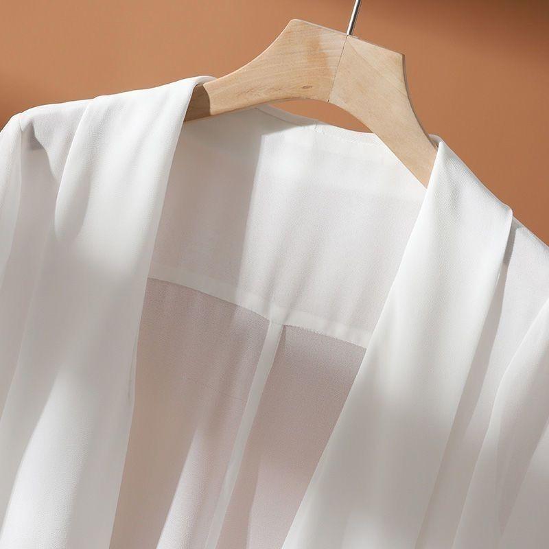 Mantelline Estive da Donna Protezione Solare Scialle Largo Kimono Giacca in Chiffon Sottile Donna Protezione Solare Cardigan da Spiaggia Copricostume Bikini