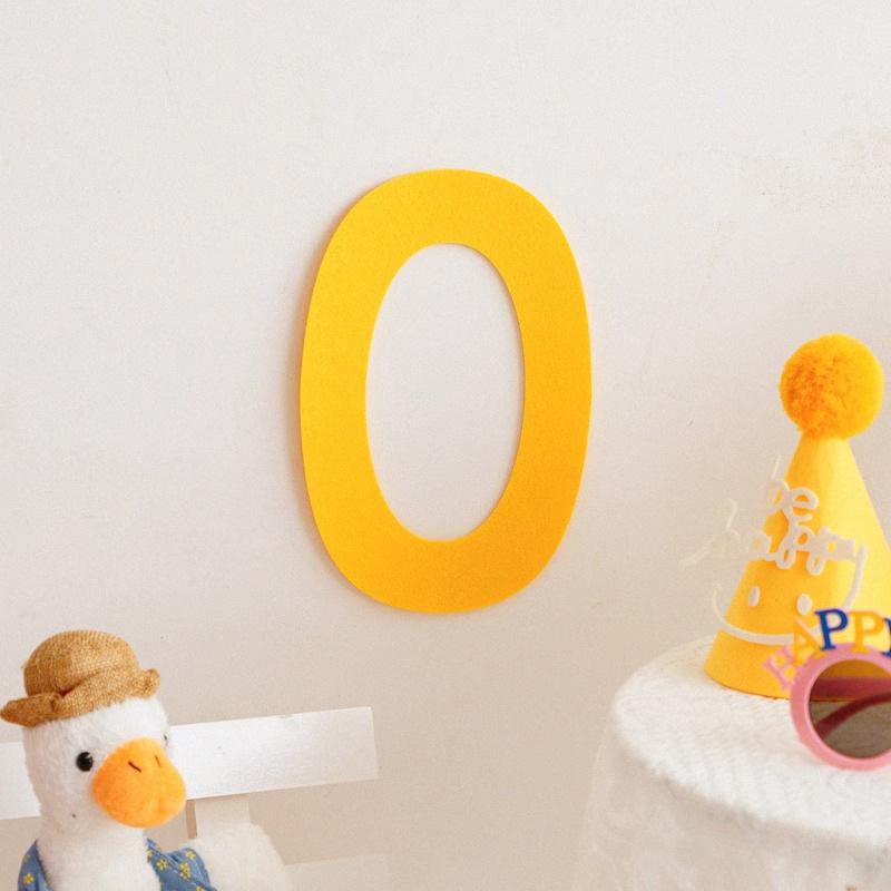 

Happy Baby First Birthday Party Digital Felt Background Wall Decoration Children Boys And Girls Arrangement Yellow felt number 0