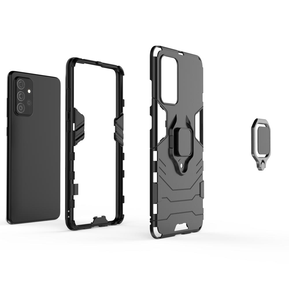 Galaxy A72 4G Hybrid Armor Case with Magnetic Stand - Black