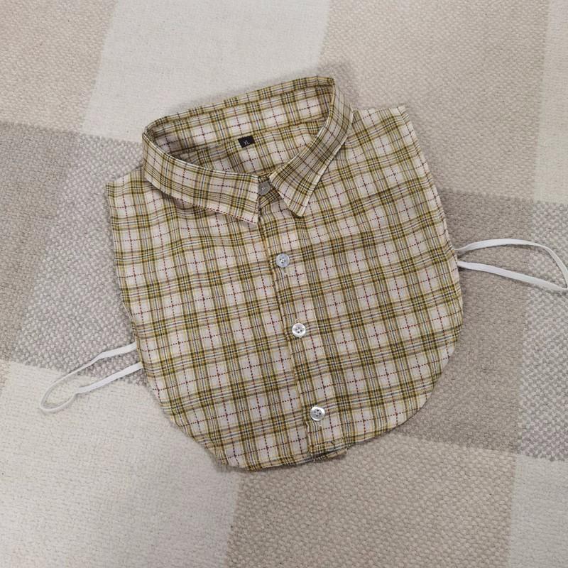 Plaid Women Shirt False Collars White  Removable Lapel Collars For Women Fake Collar Women Detachable Collars Nep Kraagie