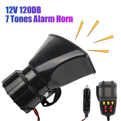 Car Warning Alarm Megaphone Police Siren Air Horn Speaker 120DB Loud Multi-tone & Claxon Horn 12V 100W Car Horn