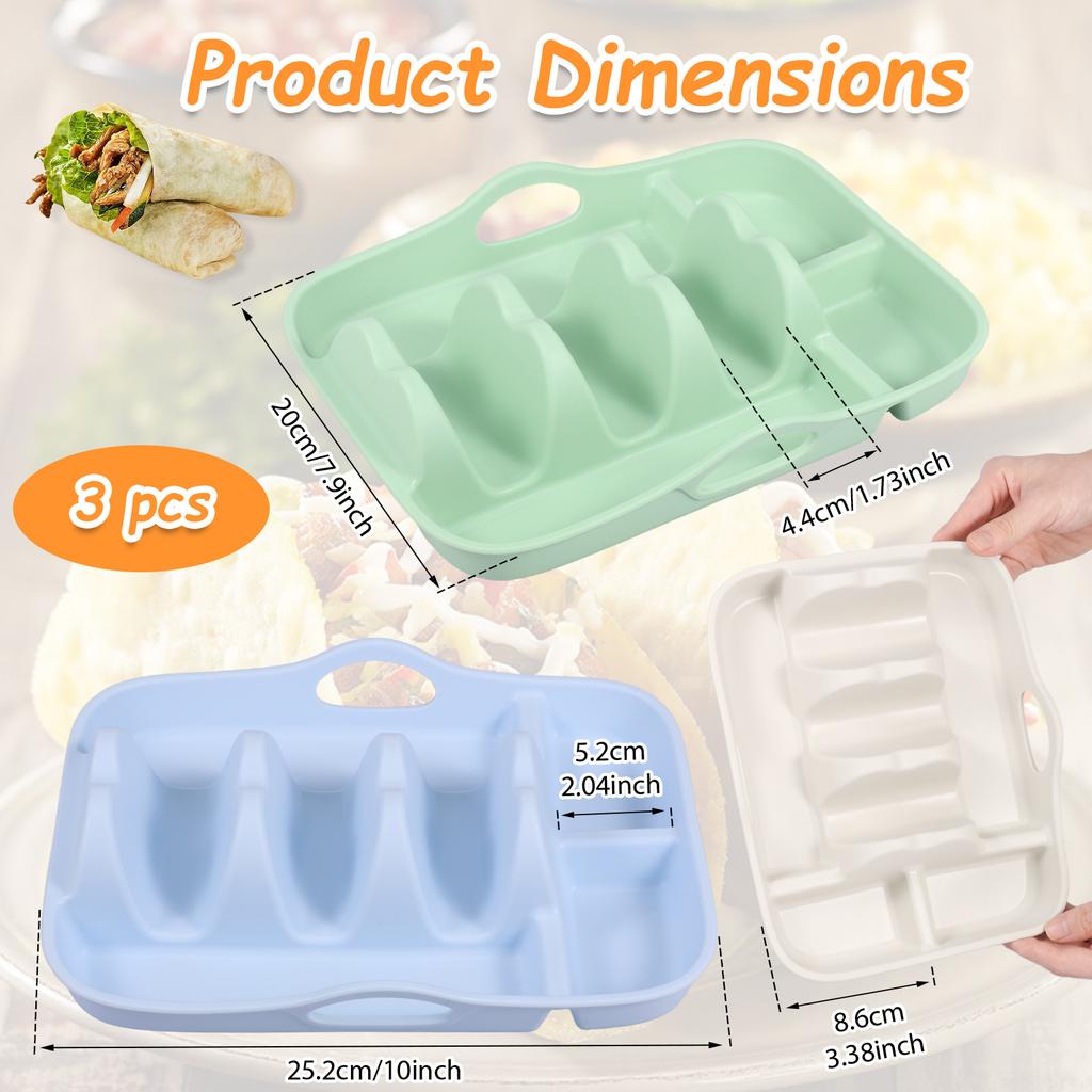 2/3 Pcs Silicone Taco Holder Mexican Food Stand Heat Resistant Reusable Taco Stand with Double Handle for Kitchen Accessories