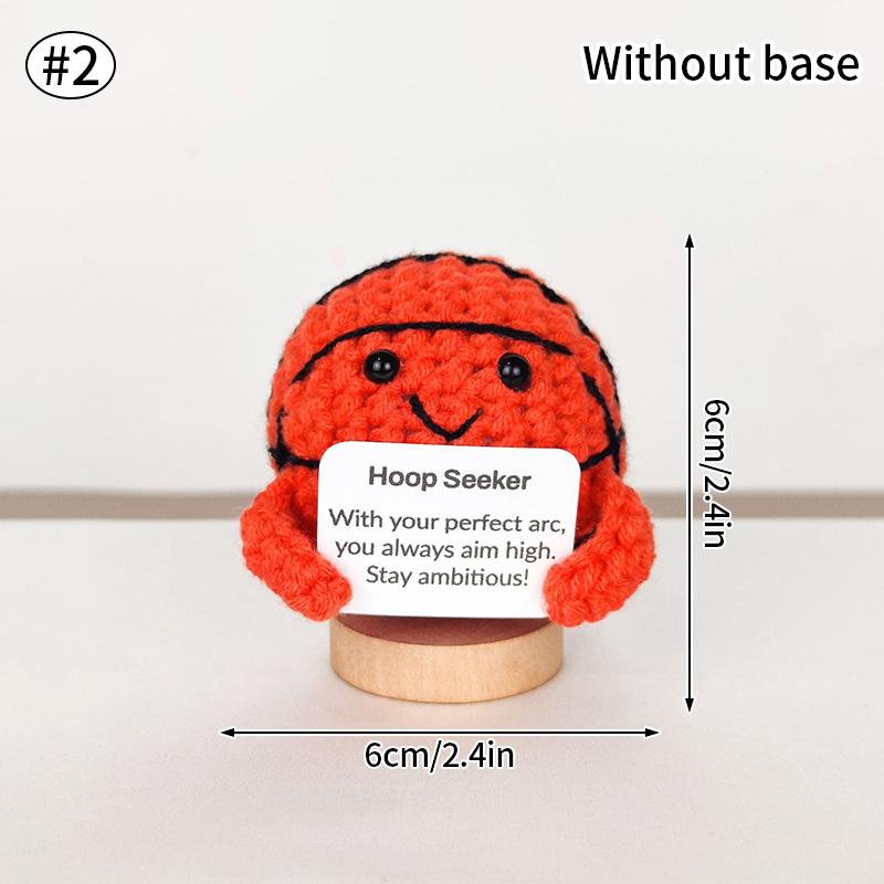 Handmade Crochet Miniature Ball Game Positive Encourage Energy Card Emotional Ornament Car Decorations Wovening Finished Product