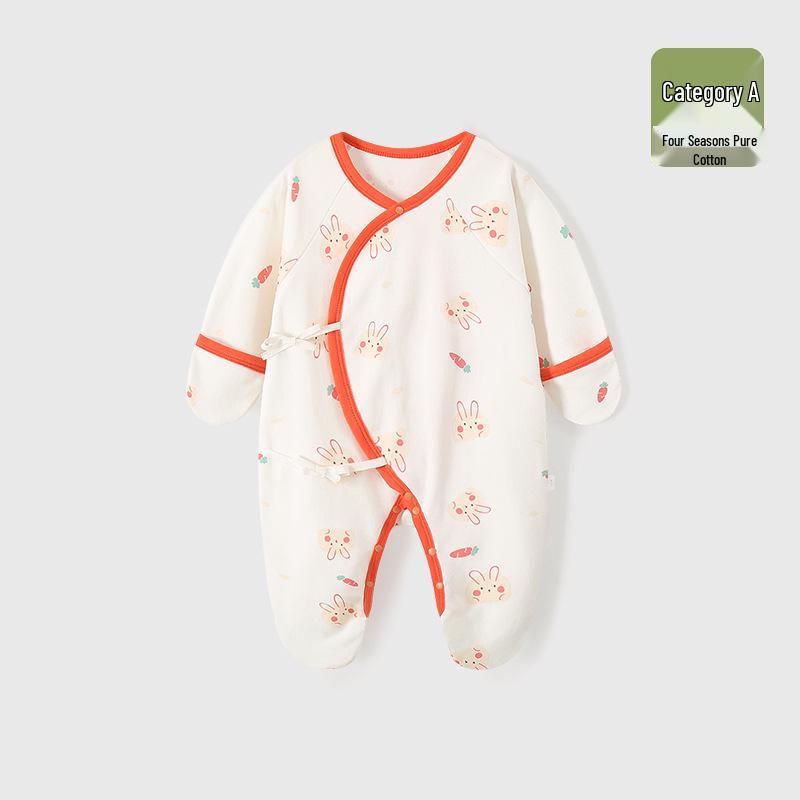 Baby Romper Pure Cotton A-Grade Crawling Suit with Hand & Foot Covers - Anti-Scratch Pajamas for Boys & Girls