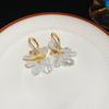 Silver needle French retro flower pearl fringed earrings personality sweet temperament stud earrings women