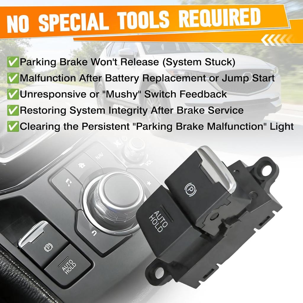 Electronic Parking Brake Control Switch, Replaces KD2W-66-EP0, KD2W66EP0A, KD2W 66 EP0A, Compatible with Mazda CX-5 2017-2021, 12 Pins, 1 Pc