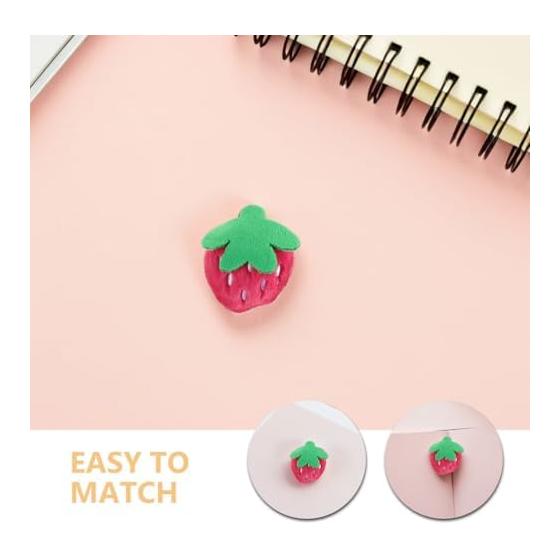DOITOOL Hair Clip, Bangs Clip, Strawberry [Set of 2] Non-marking Hair Clip, Stuffed Toy, Strawberry Hairpin, Fluffy Hair Ornament, Face Wash, Makeup,