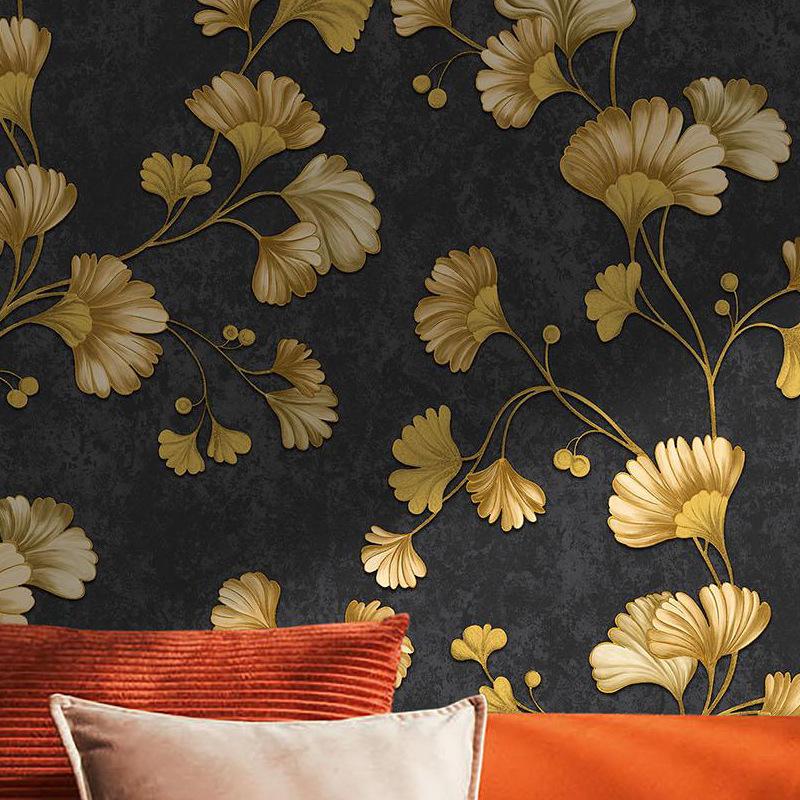 Vintage Ginkgo Leaf Wallpaper 3D Living Room Bedroom Background Hotel Vine Floral Wall Paper House Decoration