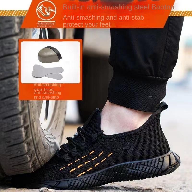 Buty robocze męskie antyprzebiciowe i antyuderzeniowe ze stalowym podnoskiem, lekkie, antypoślizgowe i odporne na ścieranie buty ochronne