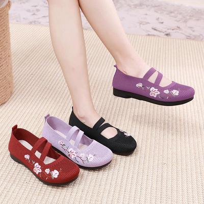 2024 Spring/Summer Women's Embroidered Slip-on Low-cut Beijing Cloth Shoes: Breathable, Non-slip, Soft Sole