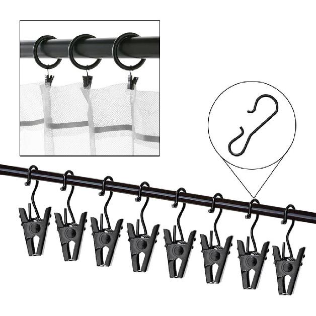 JANYUN 120 Pack Clip Hook Set Stainless Curtain Clips for Curtain Photos Home Decoration Art Craft Dispaly Hang Clip (Black)