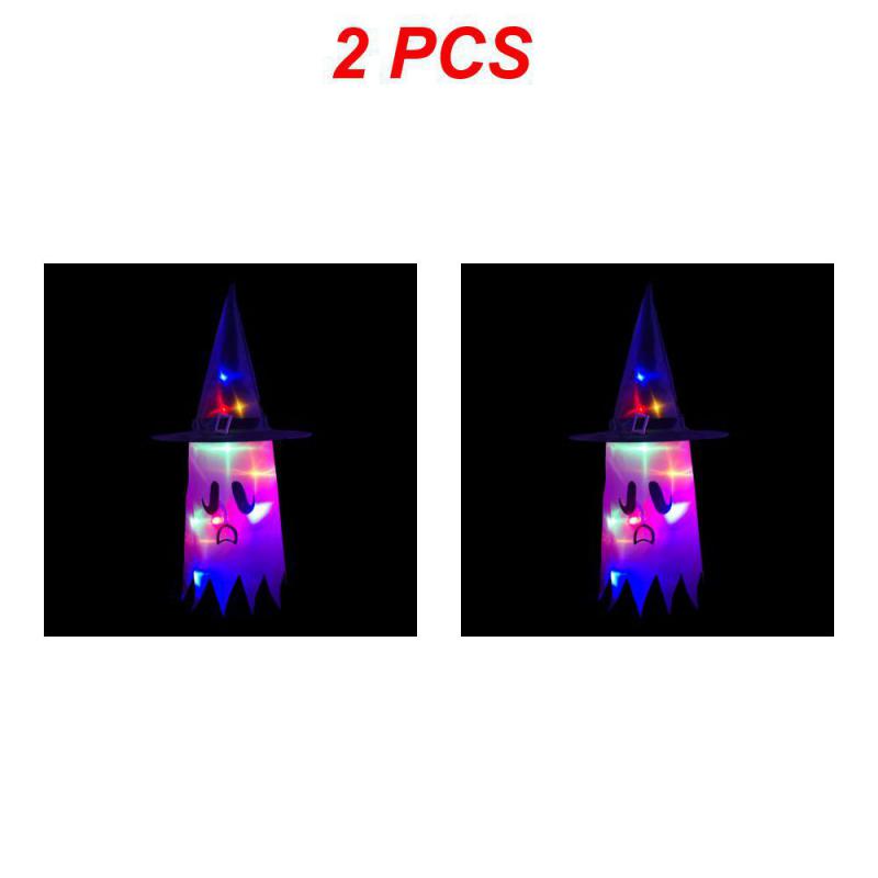 Halloween Hanging Glowing Ghost Hat Lights Decoration Glowing Witch Hat alloween Party Props for Outdoor, Yard, Tree