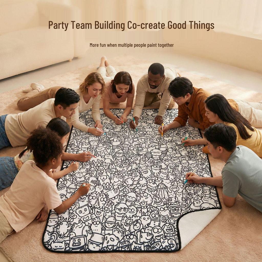 Cross-border Creative DIY Hand-painted Cartoon Graffiti Blanket - Handmade Coloring Decompression Bedroom Blanket.