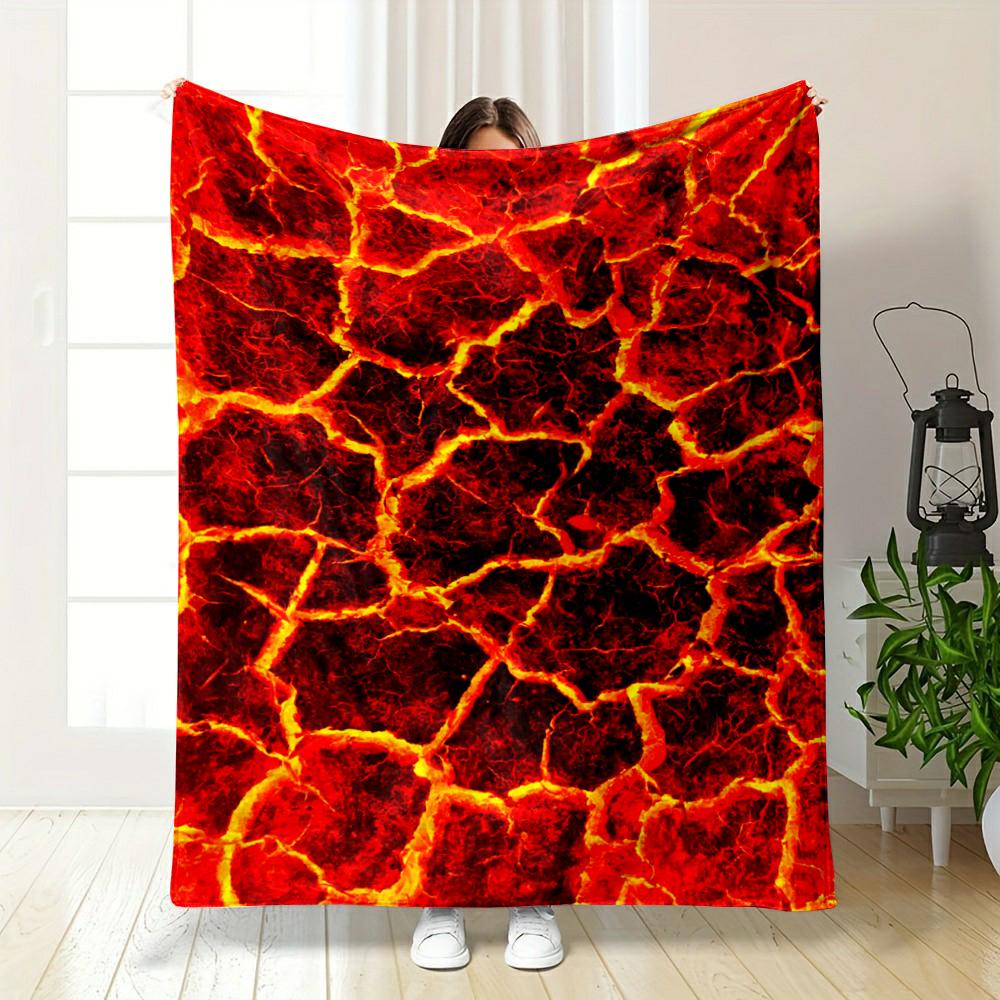 Lava Crack Pattern Designed Flannel Blanket for Bedroom, Living Room, Sofa, and Nap