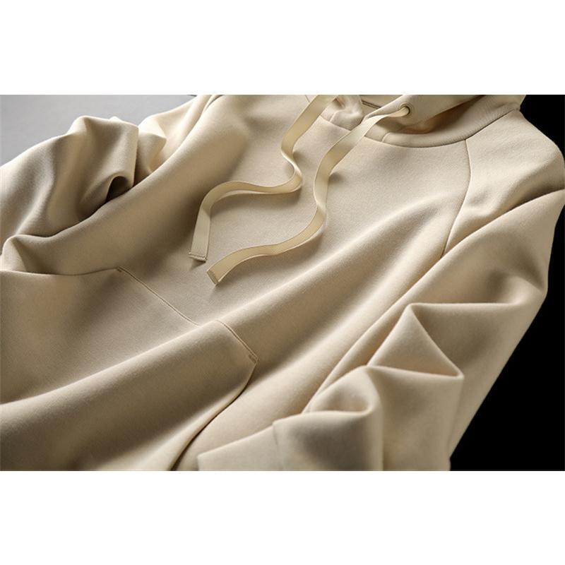 Dámská mikina Ležérní Volná Kapesní Mikina Módní Top Stahovací šňůrka Dlouhý rukáv Jednobarevný Pulovr