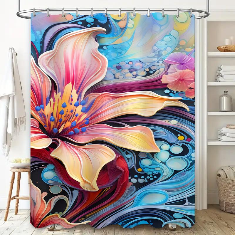 Vintage Style Red Skirt Bath Curtain Fashion Watercolor Print Umbrella Lady Shower Curtains Decorative Home Textile Waterproof F