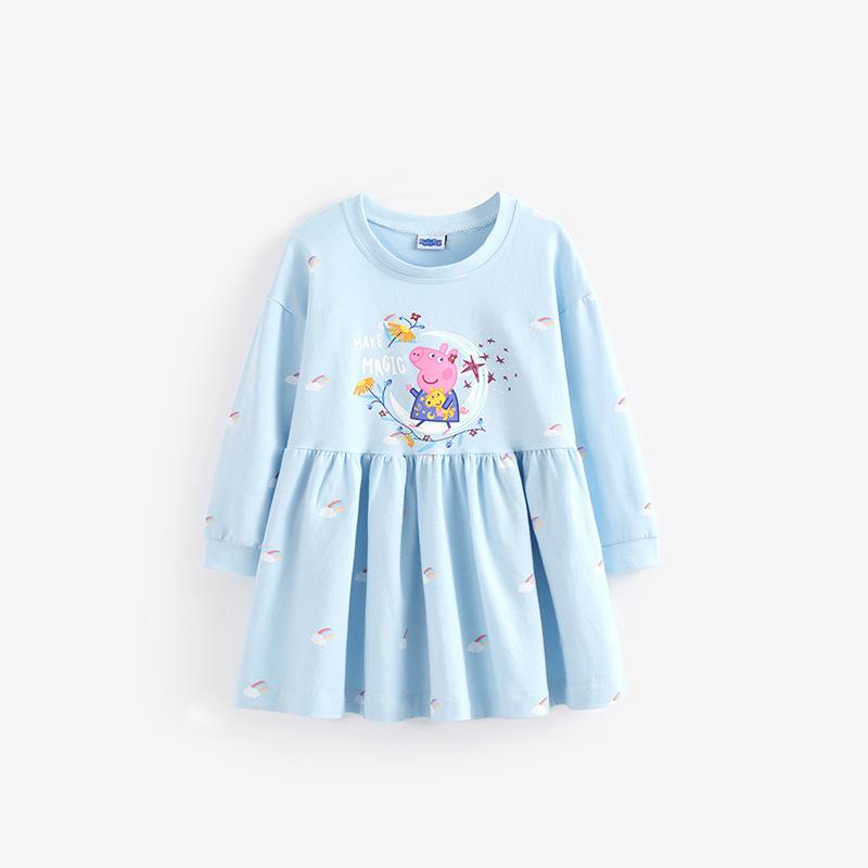 

Платье принцессы Пеппы Пиг для девочек на весну и осень – Длинная, модная детская одежда 110 cm