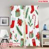 2pcs 2D Flat Printing Christmas Hot Curtains Christmas Red Green Poinsettia Digital Printed Polyester Drapes Spring Use for