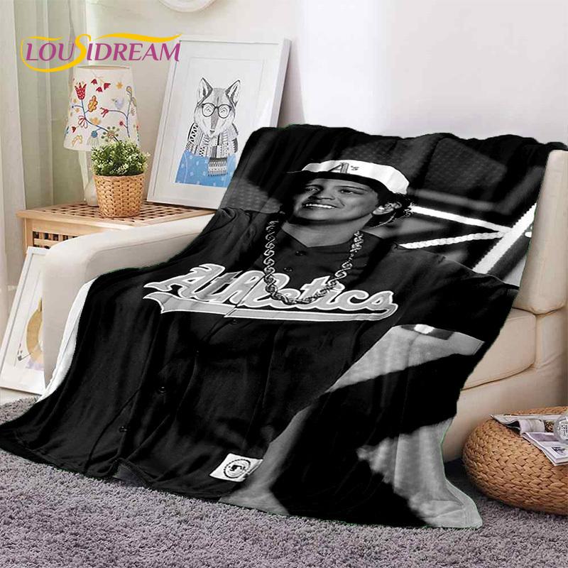 Bruno Mars 3D Singer Star Soft Flannel Blankets,Throw Blanket Comfortable Blanket for Picnic Beds Home Bedroom Cover Kids Gift
