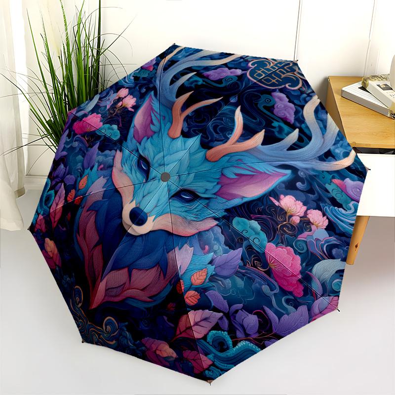 Colorful Animals Pattern, Automatic Folding Umbrella, Portable and Foldable Design, 8 Ribs, a Christmas or Birthday Gift.