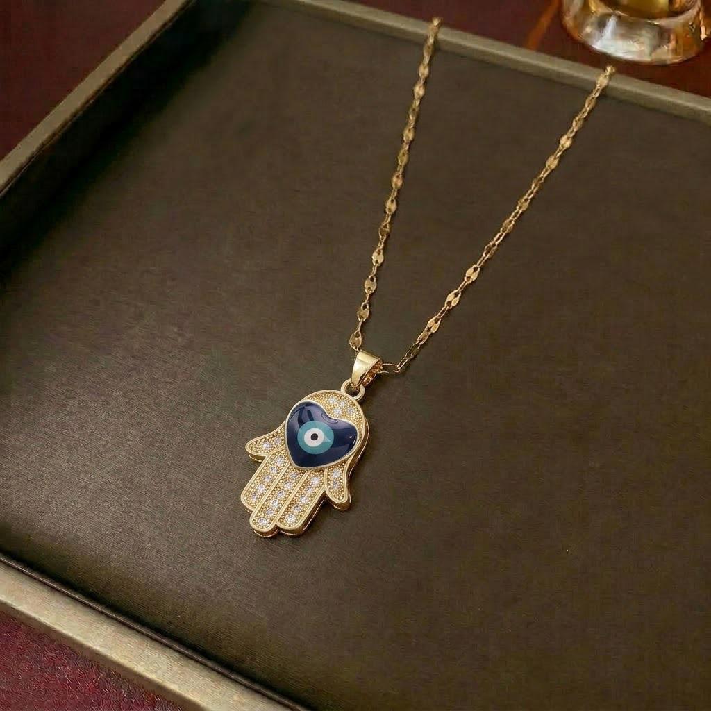 Women's Cross-Border Fashion Necklace with Colorful Zirconia Heart and Titanium Steel Clavicle Chain