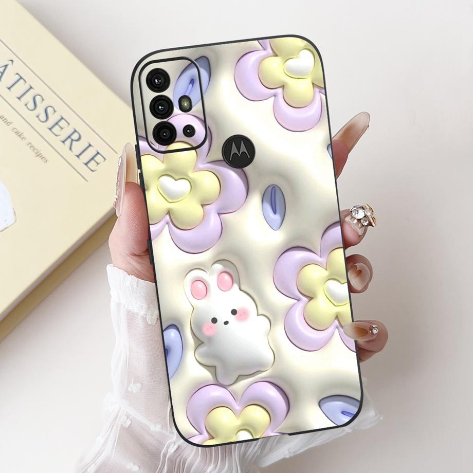 For Motorola Moto G10 G20 G30 G40 Fusion G50 G60 Phone Case Back Cover Soft Matte Silicone Slim Funda Lovely Panda Rabbit Flower