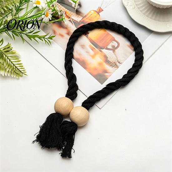 Reusable Magnetic Tiebacks 1Pc Boho Curtain Tieback, Twisted Rope Wooden Bead Quick Secure Ties Holders, Decorative Drapery Holdbacks for Bedroom