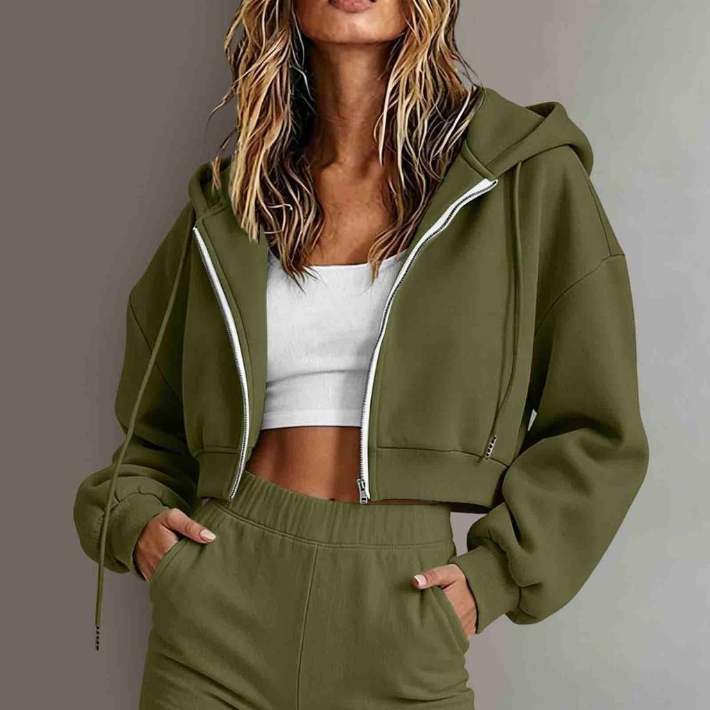 Women Casual Loose Fit Hooded Long Sleeve Zip Up Sweatshirt Jacket Lightweight Outerwear for Everyday Wear