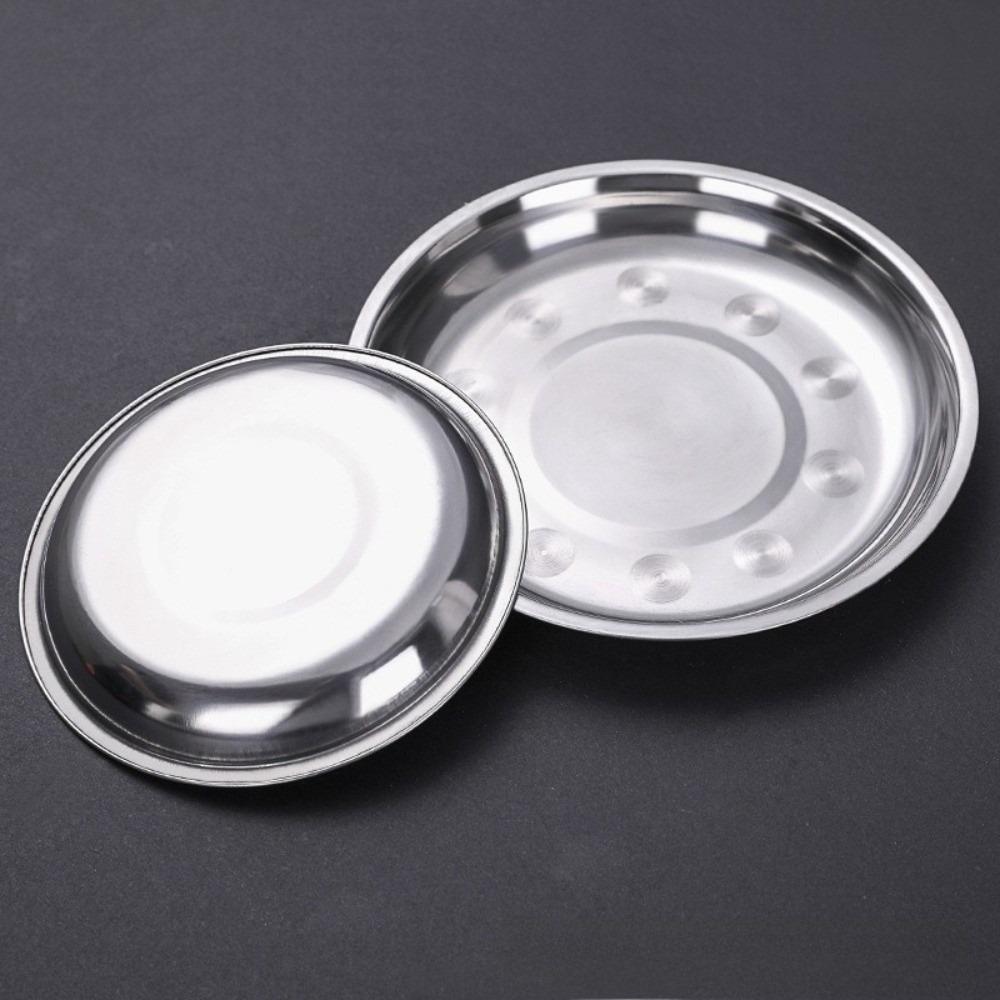 Reusable Deep Dinner Plates Non-Magnetic Metal Serving Platter Versatile Flat Dinnerware  For BBQ