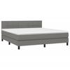 3140066 vidaXL Lit à sommier tapissier avec matelas Gris foncé 160x200cm Tissu