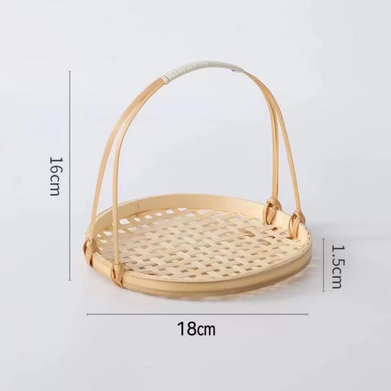 Handmade Bamboo Small Round Basket - Set of 8