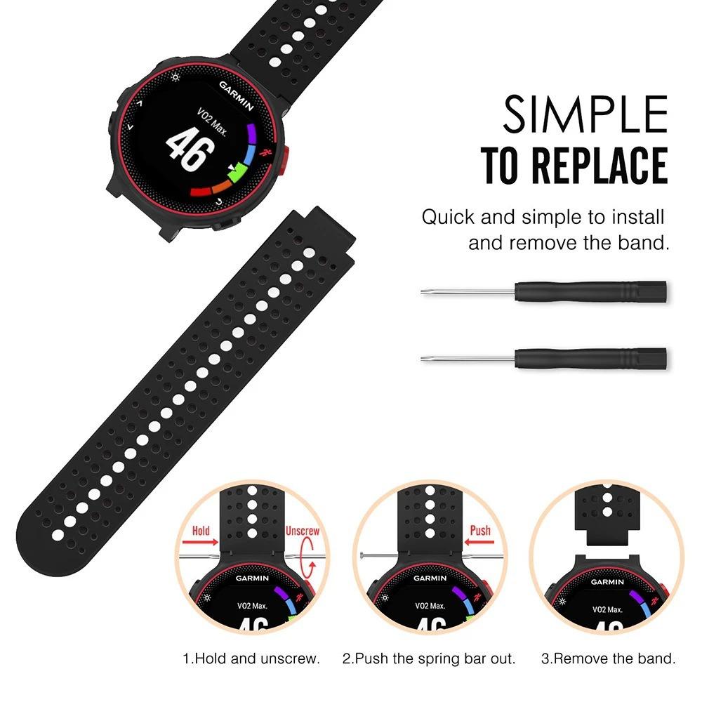 Compatible Silicone Wristband for Garmin Forerunner 235/620/735XT - Two-Color Round Hole Design.
