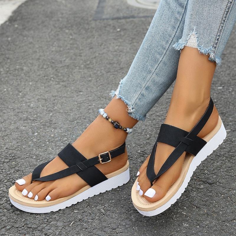 

Fashion 2025 Summer Pinch Toe Women s Sandals Fashion Outdoor Buckle Strap Beach New Light Comfortable Best Seller Flat Sandals Zapatos 41 чёрный