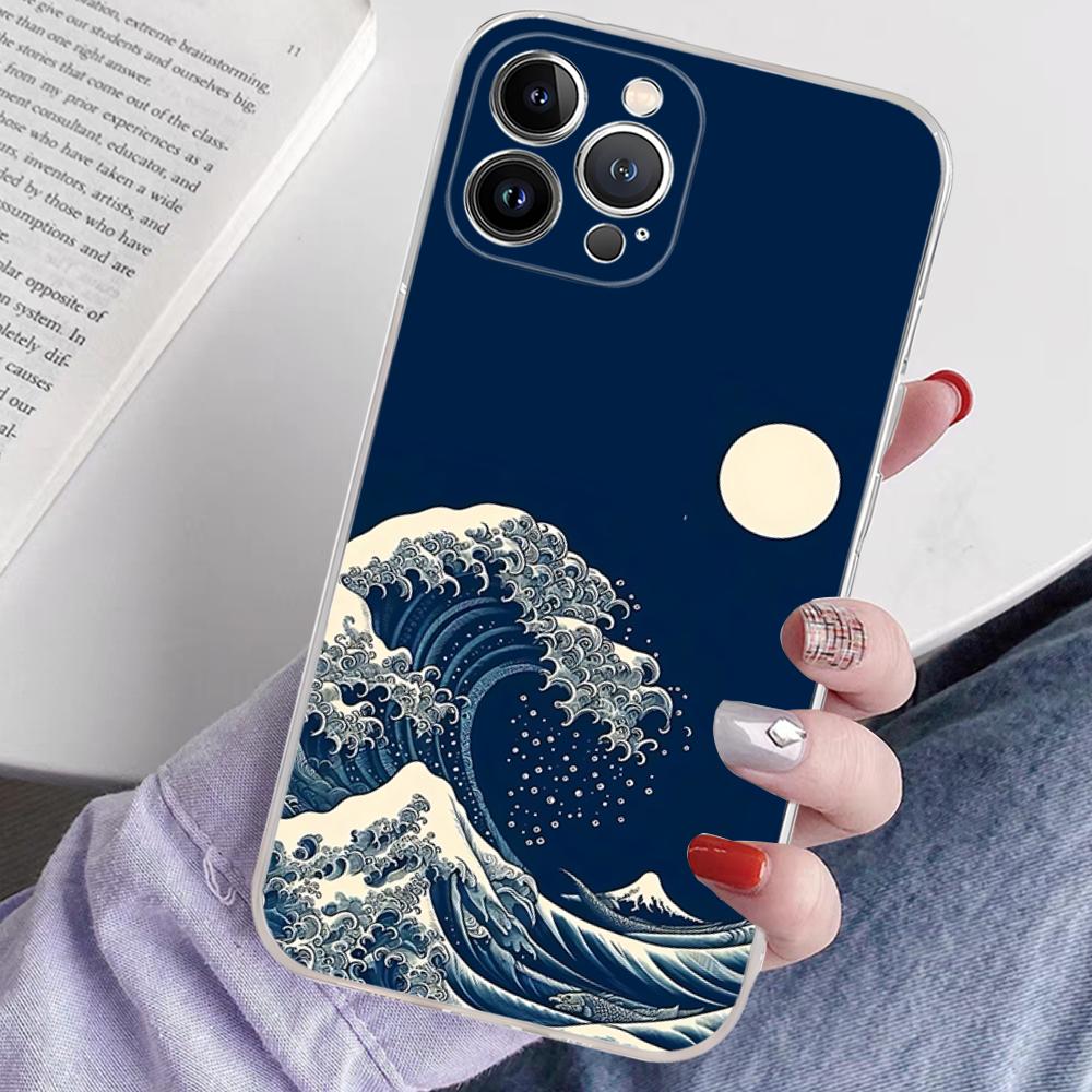 Kanagawa Great Wave Anime Phone Case For IPhone 16 15 14 13 12 Mini 11 Pro XS Max X XR SE 6 7 8 Plus Soft Silicone Cover