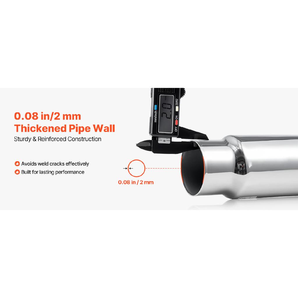 SucceBuy Elbow Exhaust Tip Chrome Turn Down Exhaust Tip w/ Clamp for Truck Car Chrome Structure for High Temperature Resistance