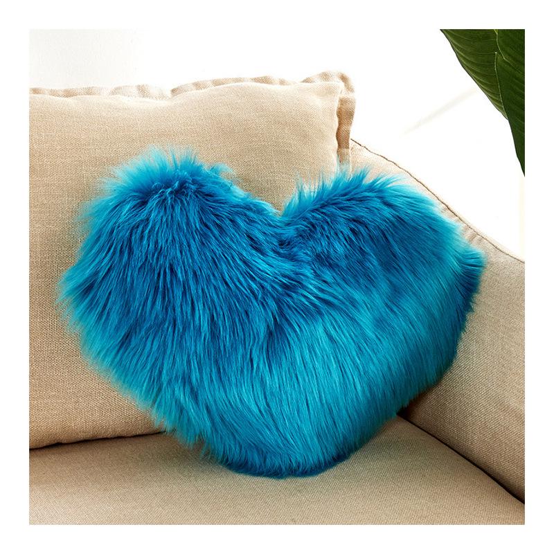 Heart-Shaped Imitation Wool Plush Cushion Pillow 