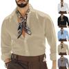 Plus Size Cotton-Linen Blend Spring/Summer New Arrival Men's Casual Collared Solid-Colour Long-Sleeved Shirt