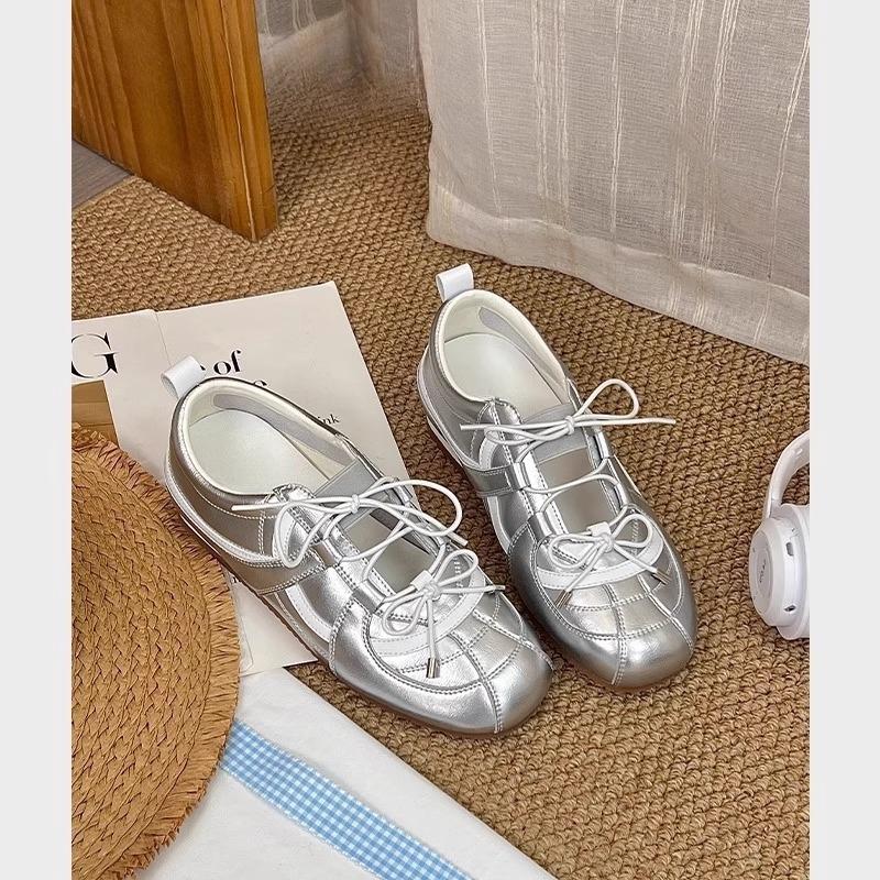 [Fanfna] Retro shallow ballet style moral training shoes women's Korean version casual straps hollow Mary Jane shoes women's shoes