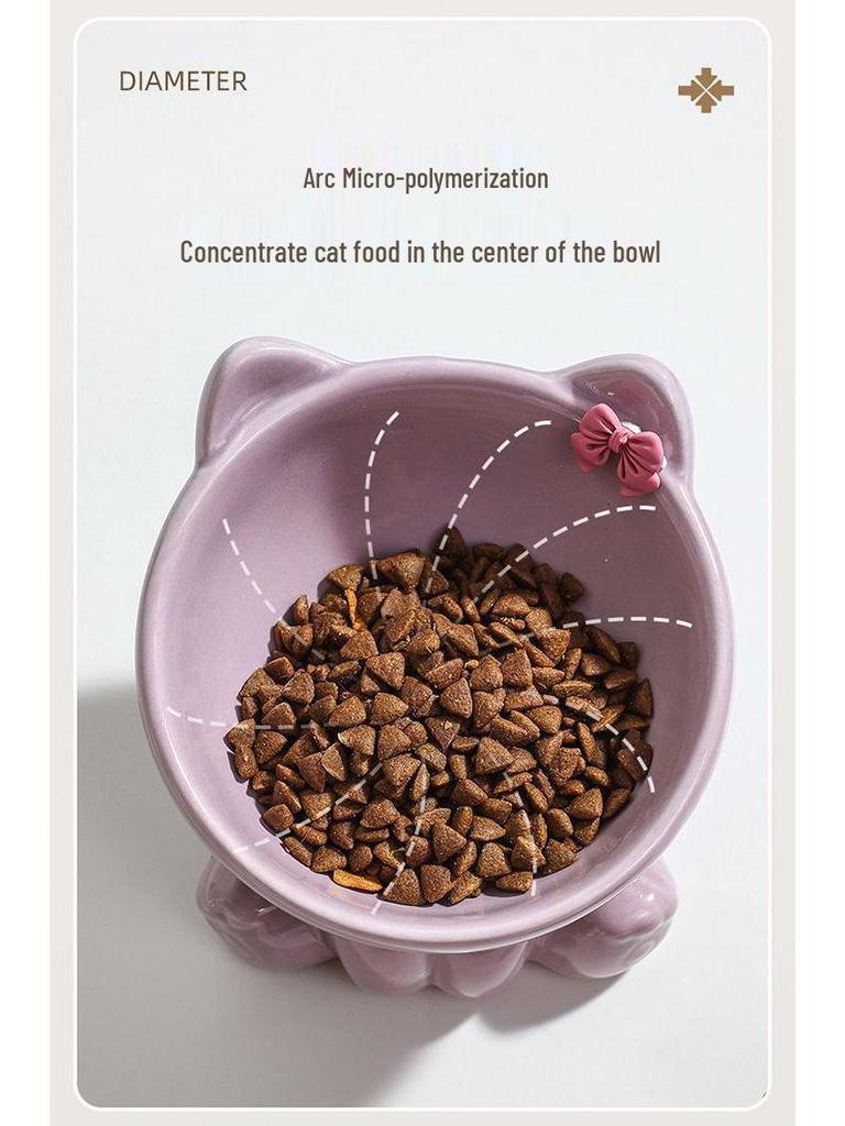 Ceramic Cat Food Bowl - Cute Pet Feeding Dish