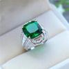 Emerald & Zircon Micro-Inlaid Women's Ring - Classic European & American Style