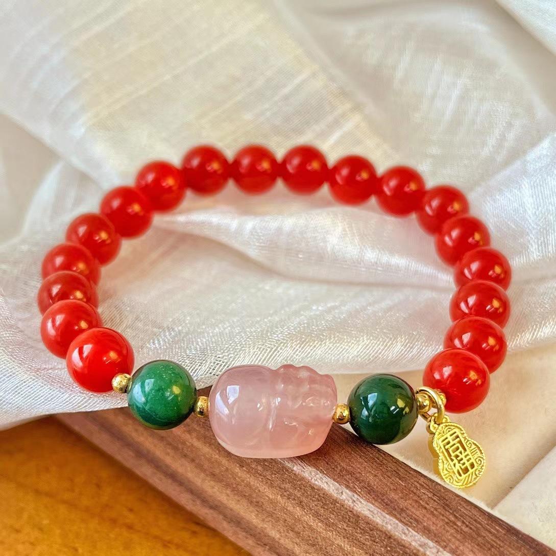 Retro Natural Chalcedony Agate Bracelet Female Atmosphere Korean Blogger Bracelet