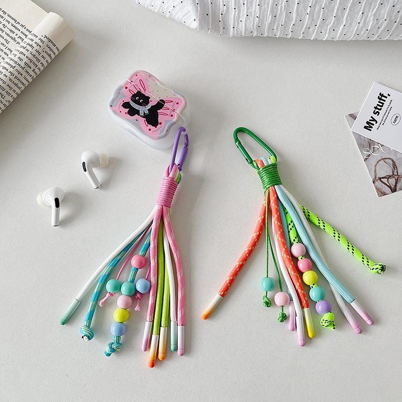 1 styck Vävning Hängande Rep Nyckelring Mobiltelefon Hänge Universell Snodd Telefonväska Nyckel Tillbehör Gåva